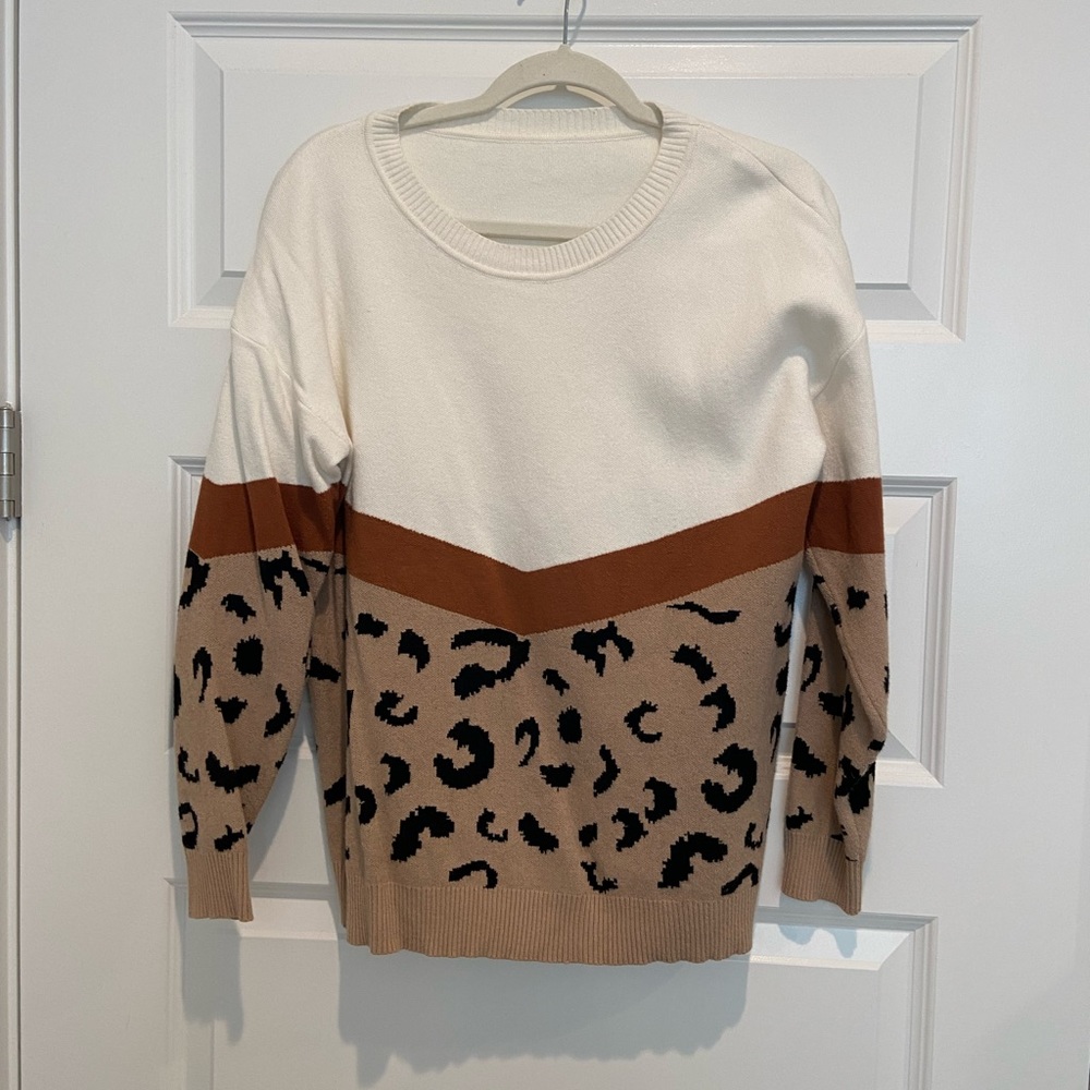 Leopard Patchwork Ladies Knitted Sweater